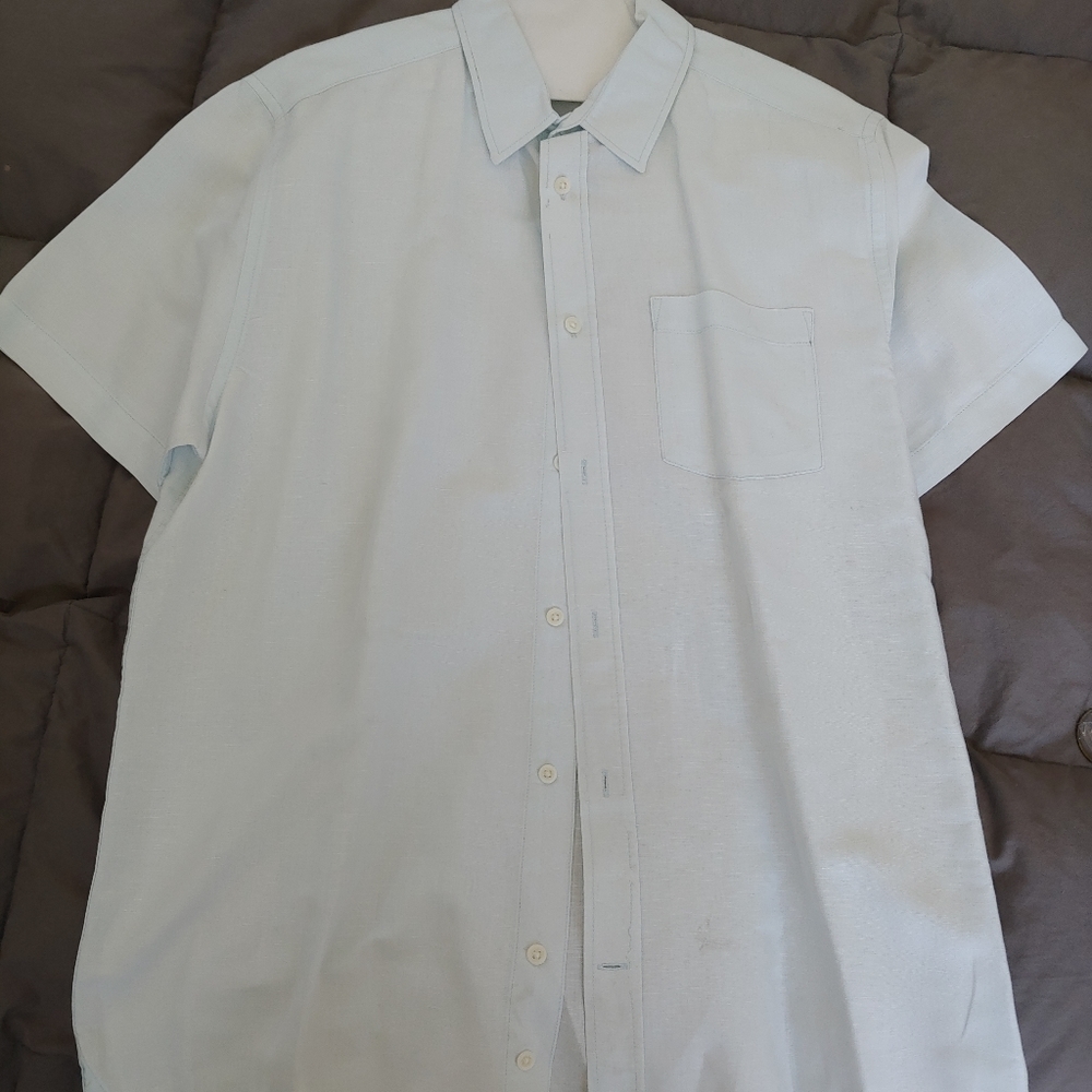 Linen Short Sleeve Button Down - Light Blue